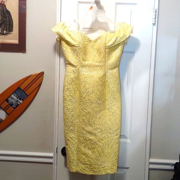 Alberto Makali Yellow and Silver Evening Dress NWT Size 6 - Picture 2 of 9